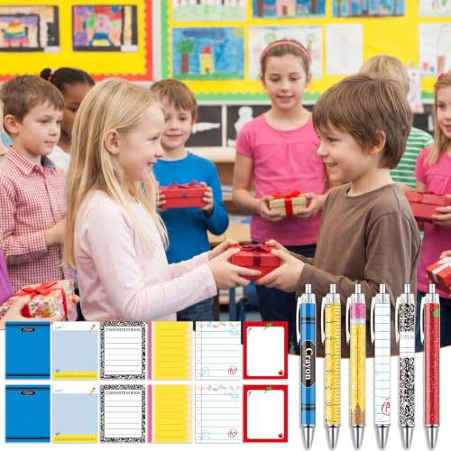Wxiben Teacher Appreciation Gifts Set - 24 Pcs Back to School Sticky Notes with Pens Funny Teacher Ballpoint Pens Notepads Set Thank You Gifts for School Coworker Employee Office Supplies Party Favor - color: Back to School