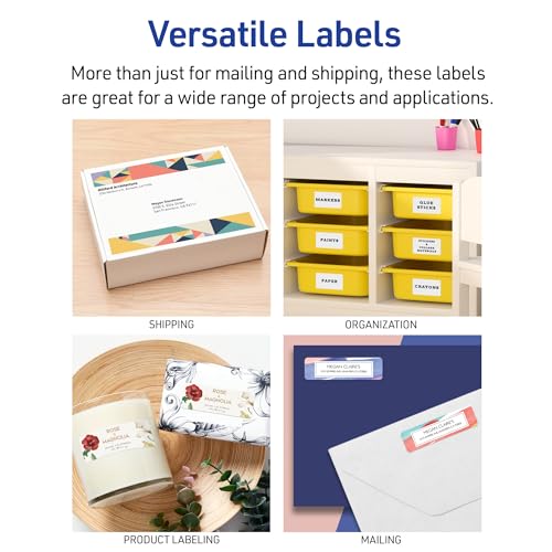 Avery® Easy Peel® Printable Address Labels, Sure Feed® Technology, 1" x 2-5/8" Customizable Stickers, White, 3,000 Blank Mailing Labels, Great for Mailing, Shipping, and More (8460) - size: 1" x 2 5/8", style: 3,000 labels