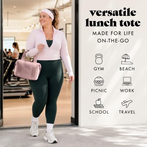 Fit & Fresh Remi Lunch Bag for Women Work – Neoprene Lunch Tote with Containers & Ice Pack, Reusable Meal Prep Lunch Box, Large Capacity, Machine Washable, Mauve - color: Mauve