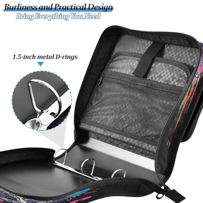 3 Ring Zipper Binder Purple Dinosaur Binders Bag with Shoulder Strap 500 Sheets Paper Organizer Trapper Keeper Documents Storage File Folder for School Office - color: A1185