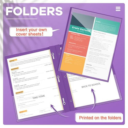 Henoyso 24 Pcs Plastic Folders with Clear Front Pocket and 3 Prong Take Home Plastic 2 Pocket Folder Back to School for Students Parent Teacher Communication for School Office (Purple) - color: Purple
