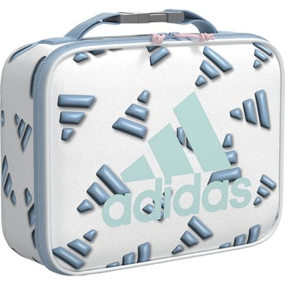 adidas Foundation School Lunch Bag – Insulated Lunchbox, 6L - color: 3d Aop White/Clear Sky Blue/Semi Flash Aqua Blue