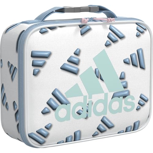 adidas Foundation School Lunch Bag – Insulated Lunchbox, 6L - color: 3d Aop White/Clear Sky Blue/Semi Flash Aqua Blue