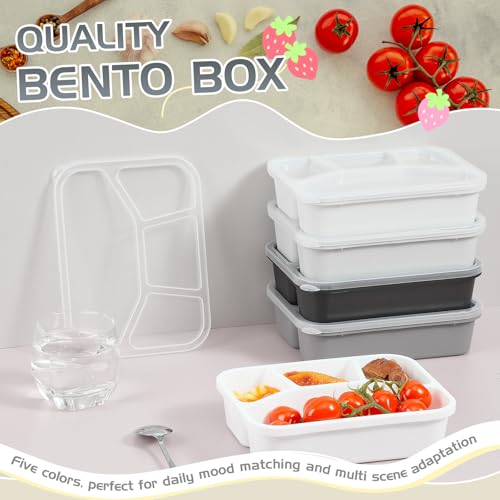 Honeydak 5 Pack Snack Containers 4 Compartment Bento Snack Boxes Reusable Lunchable Containers with Lids Divided Meal Prep Lunch Food Storage Box for School Work Travel(Black and White Ombre,Mixed) - color: Black and White Ombre, style: Mixed