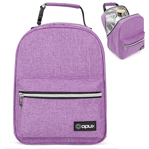 opux Insulated Lunch Box for Kids & Adults, Leakproof Reusable Lunch Bag for Work School Office, Soft Cooler Lunchbox for Girls Boys Women Men with Clip-On Buckle & Front Pocket, Purple - color: Purple