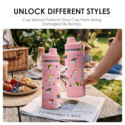 Cute Sushi Water Bottle 18oz - Food Nutriton Facts Stainless Steel Insulated Tumbler for Girls & Boys -Sushi Gifts, Gift for Teens Women, Pink Sports Travel Mug - color: Sushi