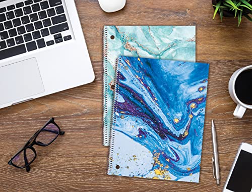 Better Office Products Marble Design Spiral Notebooks, 2 Pack, College Rule, 100 Sheet, 10.5 x 8 inches, Abstract Marble Fashion Design Covers, 2 Pack
