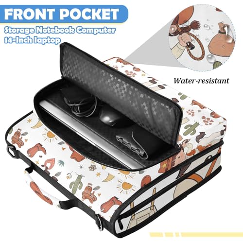 Cute Cowgirl Wild West Orange 3 Ring Zipper Binder Bag with Strap, Personalized Name Trapper Keeper Binder - 2" Binder with Pockets Holds 500 Sheets, Laptop & More - Durable & Easy to Carry - color: Option H