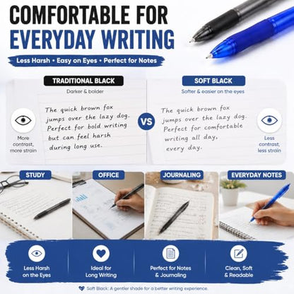 Volcanics Erasable Gel Pens, 0.7mm Fine Point Gel Erasable Ink Pens with Eraser - Rocket Book Pens, Soft Black and Blue, 12 Pack, Smooth Writing Pens Pencil-Like Precision for Home School & Office - color: Black and Blue, size: 1 Count (Pack of 12)