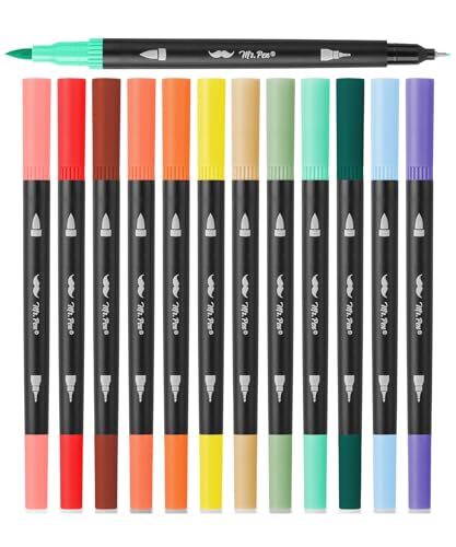 Mr. Pen- Dual Tip Brush Pens, 12 pcs, Assorted Color | Fine & Brush Tip Markers for Adult Coloring Markers for Adults - color: Morandi & Vintage, size: 12 Pack