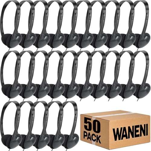 Kids Headphones Bulk 50 Pack for School Classroom Students Children Toddler Boys Girls Teen Adults - color: Black, size: 50 Pack
