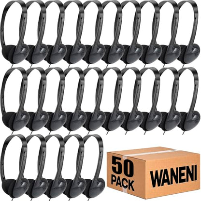 Kids Headphones Bulk 50 Pack for School Classroom Students Children Toddler Boys Girls Teen Adults - color: Black, size: 50 Pack