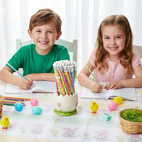Xqumoi 60Pcs Easter Religious Pencils with Eraser - He is Risen Christian #2 HB Pencils, Sunday School Classroom Student Rewards Office Supply Holiday Gift Goodie Bag Fillers Stuffers Party Favors - style: Easter Religious