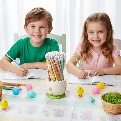 Xqumoi 60Pcs Easter Religious Pencils with Eraser - He is Risen Christian #2 HB Pencils, Sunday School Classroom Student Rewards Office Supply Holiday Gift Goodie Bag Fillers Stuffers Party Favors - style: Easter Religious