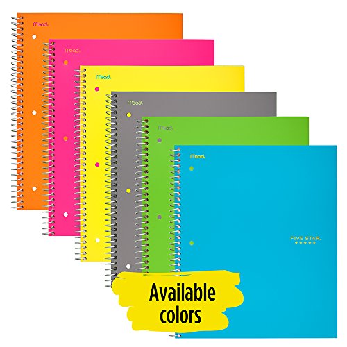 Five Star Spiral Notebook, 3 Subject, College Ruled Paper, 150 Sheets, 11" x 8-1/2", Orange (38745) - color: 10 Bright Orange