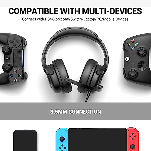 EKSA Headset with Microphone for PC, Computer Headphones with Noise Cancelling Microphone, Over-Ear All Day Comfortable, Immersive Sound 3.5mm Wired Gaming Headset for Laptop/Xbox/Switch/PS4/PS5 - color: Black