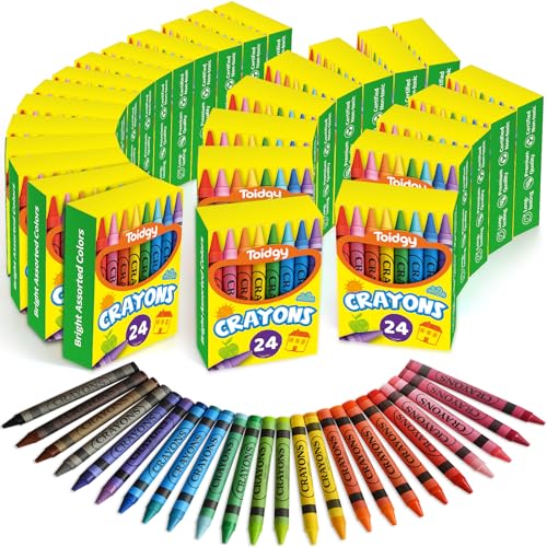 Toidgy Crayons 24 Count, 36 Pack Crayons Bulk of Assorted Colored, Crayon for Toddlers and Kids, Back to School Supplies for Kids, Durable & Non-Toxic Travel Crayon Party Favors for Classroom & Home