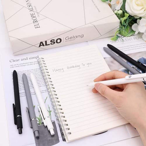ITAWIXS 6Pcs Cute Gel Pens, 0.5mm Fine Point Smooth Writing Pens, Aesthetic Pens for Journaling Note Taking, Office School Supplies, Gifts for Women - color: Black