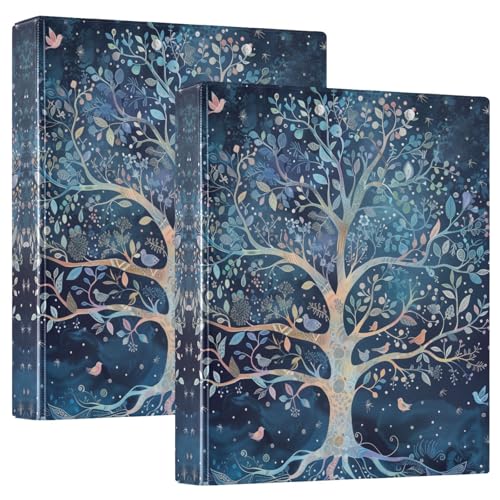 3 Ring Binder 1.5 in Recipe Binders Tree of Life | Decorative Client Records with Clip 3 Clear Interior Pockets for 200 Sheets Letter-Size(11" x 8.5") Paper PVC Cover Folder - color: Tree of Life-02