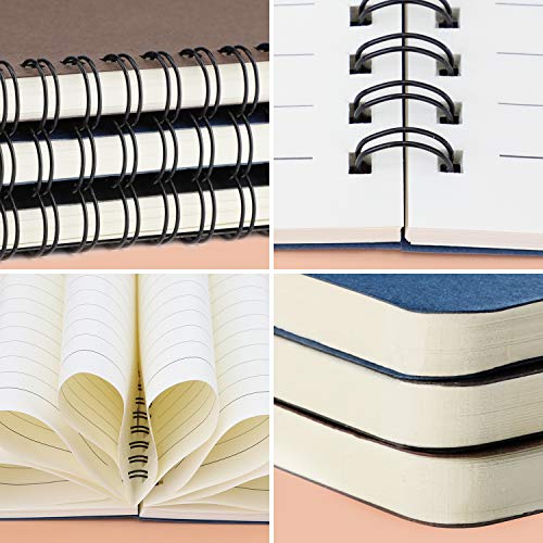 EUSOAR Spiral Notebook, 6 Packs B5 7.3"x10.2" Notebooks College Ruled, 120Pages/ 60Sheets Hardcover Lined Spiral Journal Notebook for Student Office School Traveling Diary-Black,Royal Blue,Coffee - color: Black/Royal Blue/Coffee, size: 6Packs