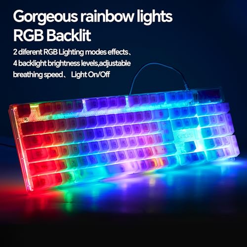 Wired LED Gaming Keyboad and Mouse Combo, 10 RGB Backlit Effects for PC | 104 Keys Light Up, Silent, Transparent, Anti-ghosting, Purple Gaming Mouse and Keyboard for Laptop Xbox PS4 PS5 Gamers Work