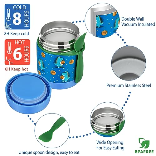Bento Lunch Box Set for Kids with 10oz Soup Thermo, Leak-Proof Lunch Containers with 4 Compartment, Kids Thermo Hot Food Jar and Insulated Lunch Bag for Kid to School,BPA-Free(Basketball) - color: Basketball