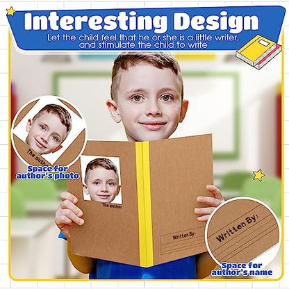 Henoyso 100 Pack Bulk Primary Composition Notebooks for Kids - Wide Ruled Journal with Picture Space, 60 Pages, Rainbow Spine, 9.75 x 7.5 in for Office, School, Journaling, Back to School Supplies