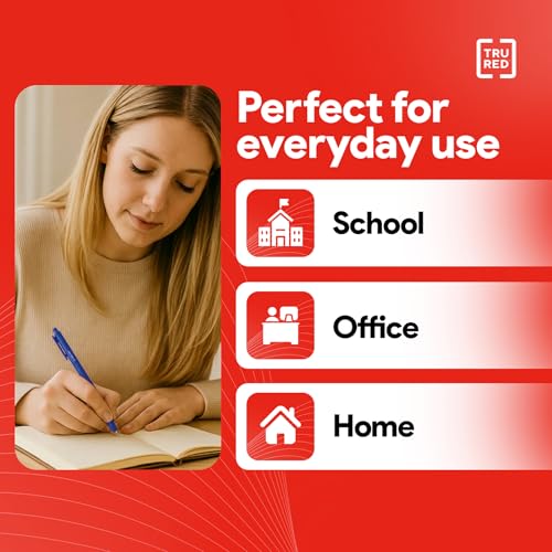 Staples TRU RED Retractable Gel Pens, Medium Point 0.7mm, Blue Ink, 12 Pack - Quick-Dry Pens for Smooth, Smear-Free Writing - color: Blue, size: 12 Pack, style: Medium Point