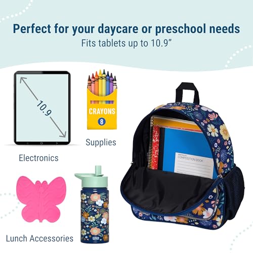 Wildkin 12 Inch Toddler Backpack for Kids, Floral Bloom | Ages 3-7, lightweight toddler backpack for daycare, preschool, and travel - color: Wildflower Bloom