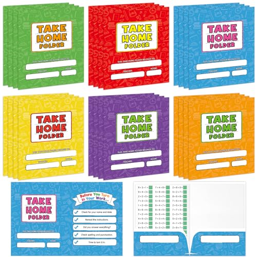 24PCS Homework Folders with 2 Pocket Back to School Take Home Folders Bulk for Students Letter Size Colorful Classwork Organizer for Home Office Teachers Educational Supply 9.45 x 12.2 Inch - style: Classwork