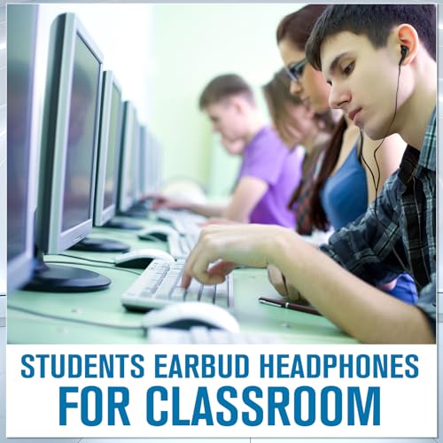 Kanayu 100 Pack Earbuds Bulk Earphones for School Classroom, Student Wired Earbuds Headphones Without Mic, Earphones Bulk for Adults School Library Laptop, Individually Bagged(Black and White) - color: Black and White