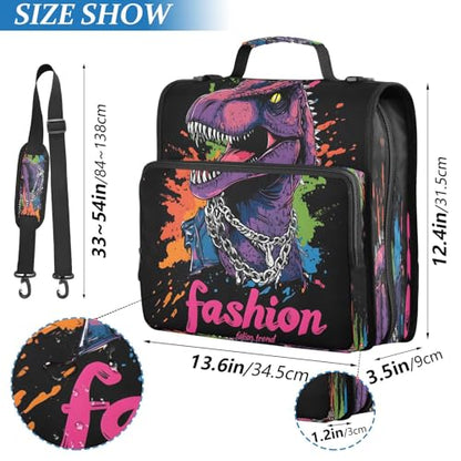 3 Ring Zipper Binder Purple Dinosaur Binders Bag with Shoulder Strap 500 Sheets Paper Organizer Trapper Keeper Documents Storage File Folder for School Office - color: A1185