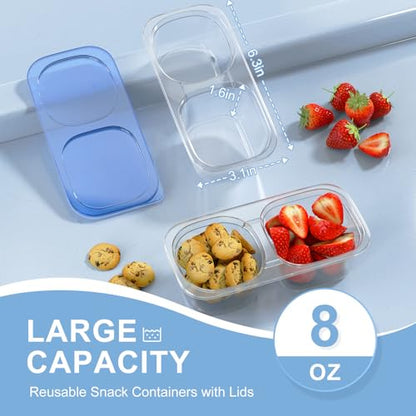 Snack Pack Containers for Kids, 10 Pack Reusable Snack Containers with Lids, 2 Compartment Small Bento Snack Box, BPA-Free, Lunchbox Accessories for Travel - color: 10 Pack Navy Blue