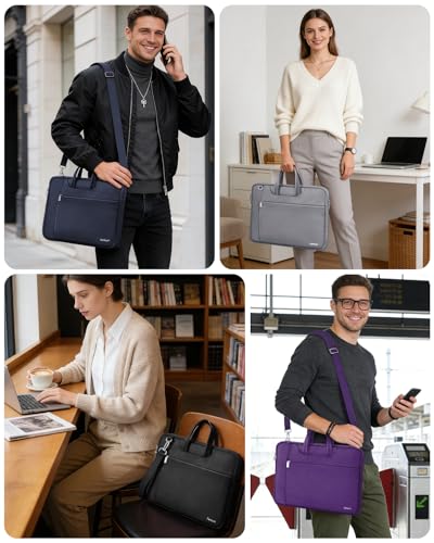 Ferkurn Laptop Case Bag Women Men Computer Sleeve with Shoulder Compatible with HP/Inspiron/Thinkpad/Vivobook/MSI/Surface, 17.3 inch, Black - color: Elegant Black, size: 17.3 inch