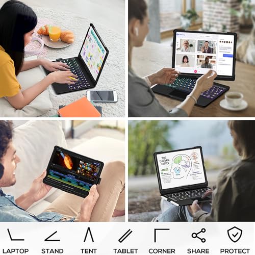 edaiser Swivel Keyboard Case for iPad Pro 11-inch M5 M4 (2025 2024) Black | 360° Rotatable Protective Cover with Pencil Holder | Multi-Touch Trackpad | RGB Backlit | A3357 A3358 A3359 A2836 A2837 A3006 - color: Black, size: iPad Pro 11" (M4/M5)