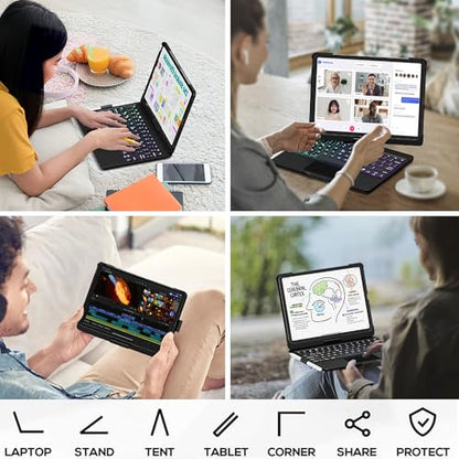 edaiser Swivel Keyboard Case for iPad Pro 11-inch M5 M4 (2025 2024) Black | 360° Rotatable Protective Cover with Pencil Holder | Multi-Touch Trackpad | RGB Backlit | A3357 A3358 A3359 A2836 A2837 A3006 - color: Black, size: iPad Pro 11" (M4/M5)