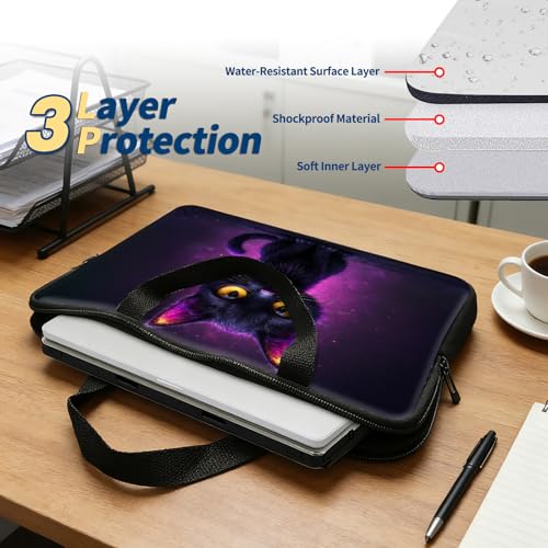 Laptop Bag 12 Inch,Resistant Shockproof Laptop Sleeve Case Protective Cover Carrying Case with Handle Compatible for HP Dell Lenovo Acer Asus Notebook Computer,Big-Eyed Black Cat - color: Big-eyed Black Cat, size: 11-12.5 in