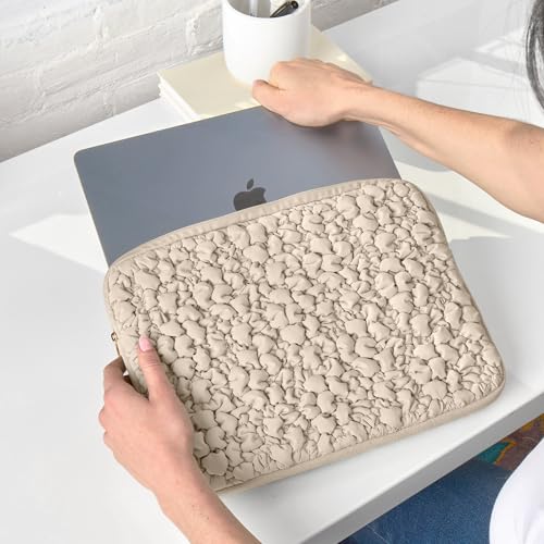 Vandel Puffy Laptop Sleeve Case, 13-14 inch Laptop Sleeve Bag Case 13.3 Inch, Compatible with MacBook Air/Pro 13/Pro 14/iPad Pro 12.9, HP Dell ASUS Computer Bag Cover, Sand Crunch - color: g. Sand Crunch