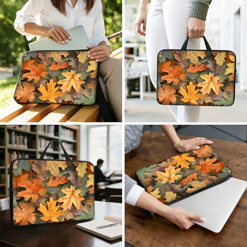 11.6 12 12.2 12.3 inch Laptop Sleeve with Handle, Autumn Maple Leaves Water‑Resistant Tabet Carrying Case for MacBook Air 12/Chromebook/HP/Dell/Lenovo/Asus/Acer - color: Autumn Maple Leaves, size: 11-12.3 inch Devices