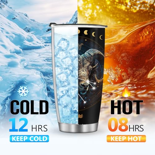 Horoscope Aries Insulated Tumblers Mug Cup Gifts for Birthday Boys Girls Men Women Son Daughter Travel Essentials Accessories Must Have Cold Iced - color: Aries-651