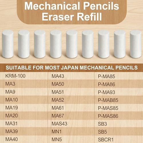 100-Pack Mechanical Pencil Eraser Refills - Erasers Refill White Available for Most Mechanical Pencil - Easy to Clean Without Scratching Paper