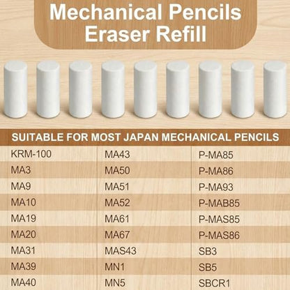 100-Pack Mechanical Pencil Eraser Refills - Erasers Refill White Available for Most Mechanical Pencil - Easy to Clean Without Scratching Paper