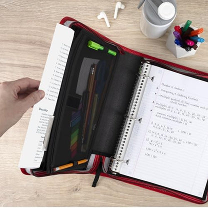Five Star Zipper Binder 1.5 Inch O-Rings Case Organiser with 3-Pocket Expanding File, 500 Sheet Capacity, Crimson Fade (280146K) - color: Crimson Fade