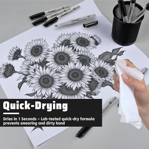 VEESA Permanent Markers Ultra Fine Point (0.4mm), 30 Pack, Black | Quick Drying, Waterproof, Fade-Resistant - size: 1 Count (Pack of 30)