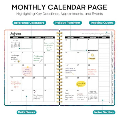 Planner 2026-2027, Academic Year Monthly and Weekly Calendar Planner, Jul 2026 - Jun 2027, Hardcover Teacher Student Planning Agenda book with Tabs, Perfect for School Office Supplies, 6.3" x 8.5" - Galaxy Flow - color: E-Galaxy Flow, size: (6.3"x8.5")a5