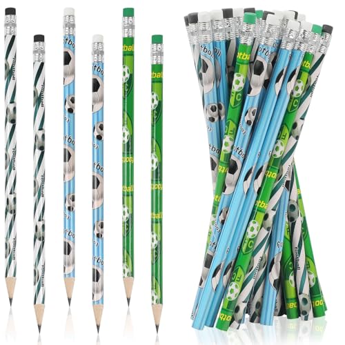 CCINEE 48 Pack Football Pencils For Kids,Fun Sport Soccer Pencils Bulk For Students Football Birthday Party Favors Easter Basket School Classroom Prizes Gift Stationery