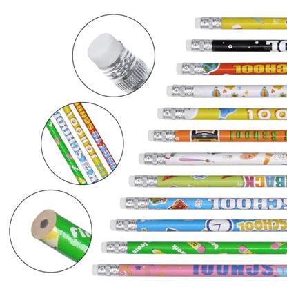 cnomg 60 Pcs Welcome Back to School Pencils First Day of School Motivational Pencils with Eraser Bulk Wood Writing Instrument for Teachers Classrooms Exams eward Gifts Stationery Party