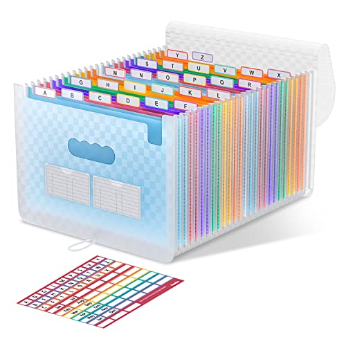 ThinkTex Accordion File Organizer, 26 Pockets Expanding File Folders, Monthly Bill Receipt Documents Organizer, A-Z Colorful Tabs, Letter/A4 Size - Blue - color: Blue