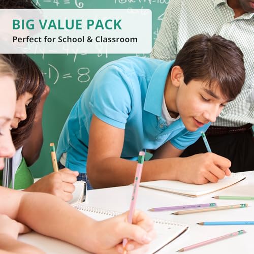 Taja 150 Pack #2 HB Pencils, Bulk Pre-Sharpened Wood-Cased Pencils with Erasers, Large Pack Writing & Drawing Pencils for School Classroom Testing, Macaron - color: Multicolor