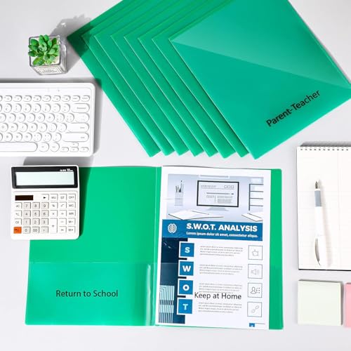 PerKoop 72 Pcs Take Home Folders Bulk Parent Teacher Communication Folder with 2 Pockets Plastic Homework Folder for Student Parent Teacher Classroom Back to School Supplies 11.73 x 9.45'' (Green) - color: Green